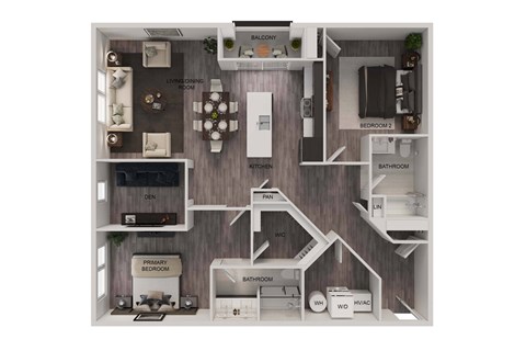 Floor plan for 2 beds, 2 baths, 1411 sqft